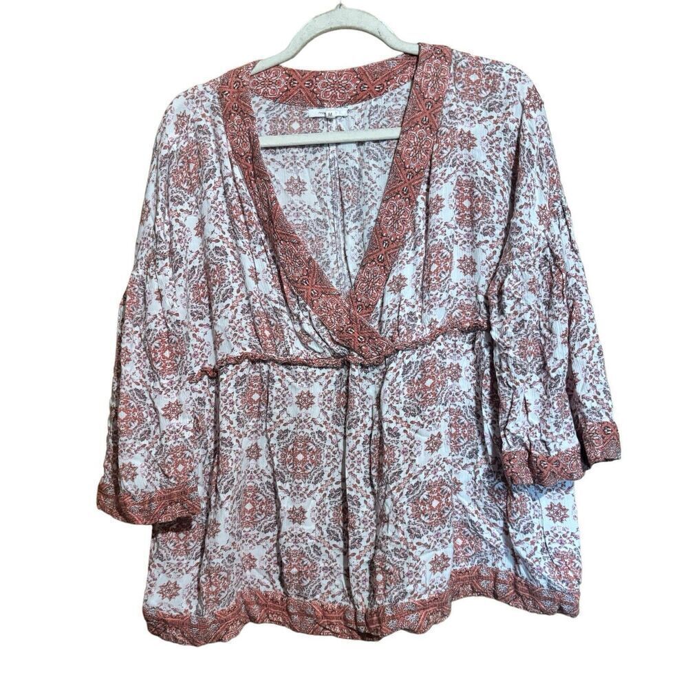 Maurices Top Womens Medium Multicolor Boho Gauze Surplice Flowy Blouse